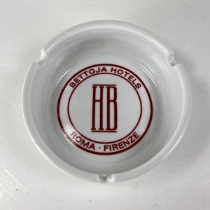 Bettoja Hotels FARA White Glass 3 Slot Cigarettes Ashtray Rome Italy Souvenir